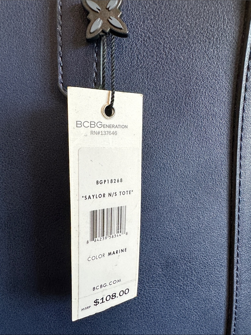BCBGeneration Navy Tote with Gold Accent - Picture 5 of 13